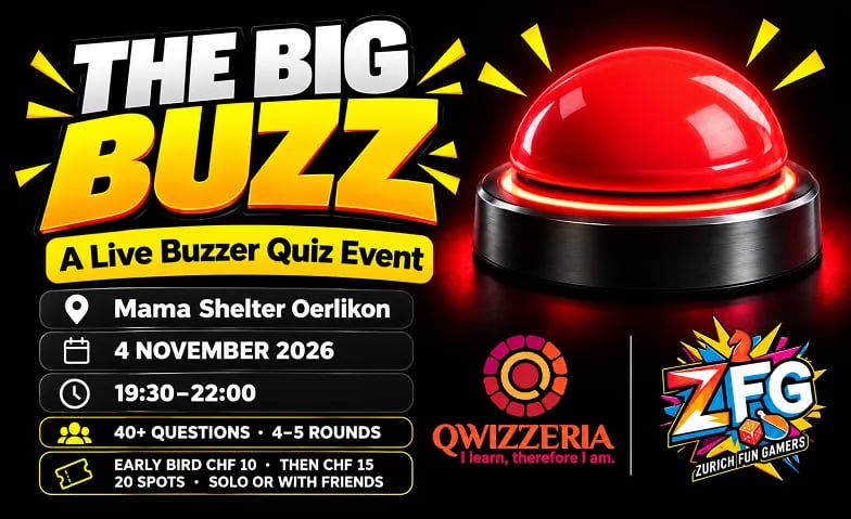 Poster: The Big Buzz – Live Buzzer Quiz by Qwizzeria & ZFG